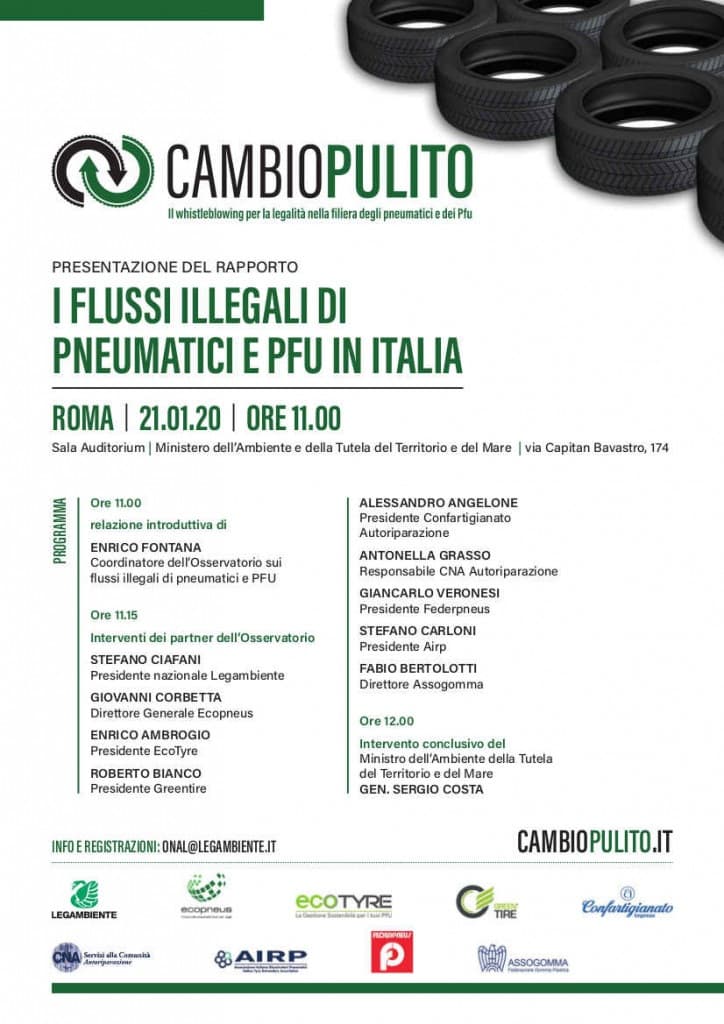 Cambio pulito: presentazione del rapporto ” I flussi illegali di pneumatici e Pfu in Italia”