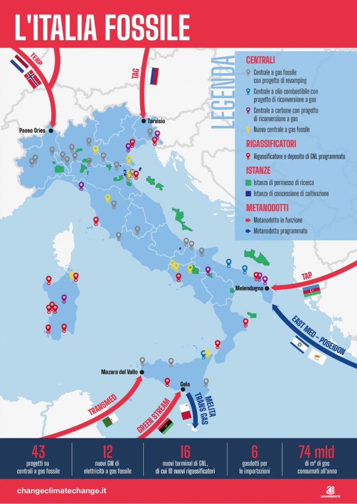 Mappa della corsa al fossile in Italia